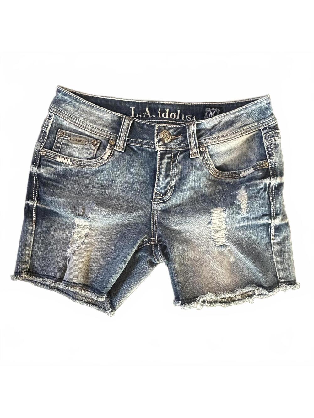 LA Idol Womens Denim Shorts Size M Distressed Cutoff